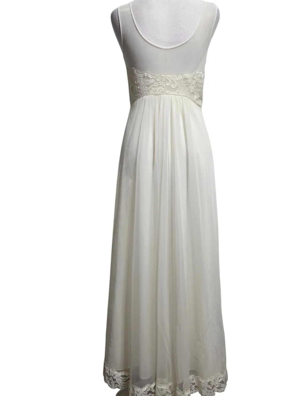 Shadowline Petites Vtg White Lace Nightgown Maxi Dress Bridal Lingerie Sz S